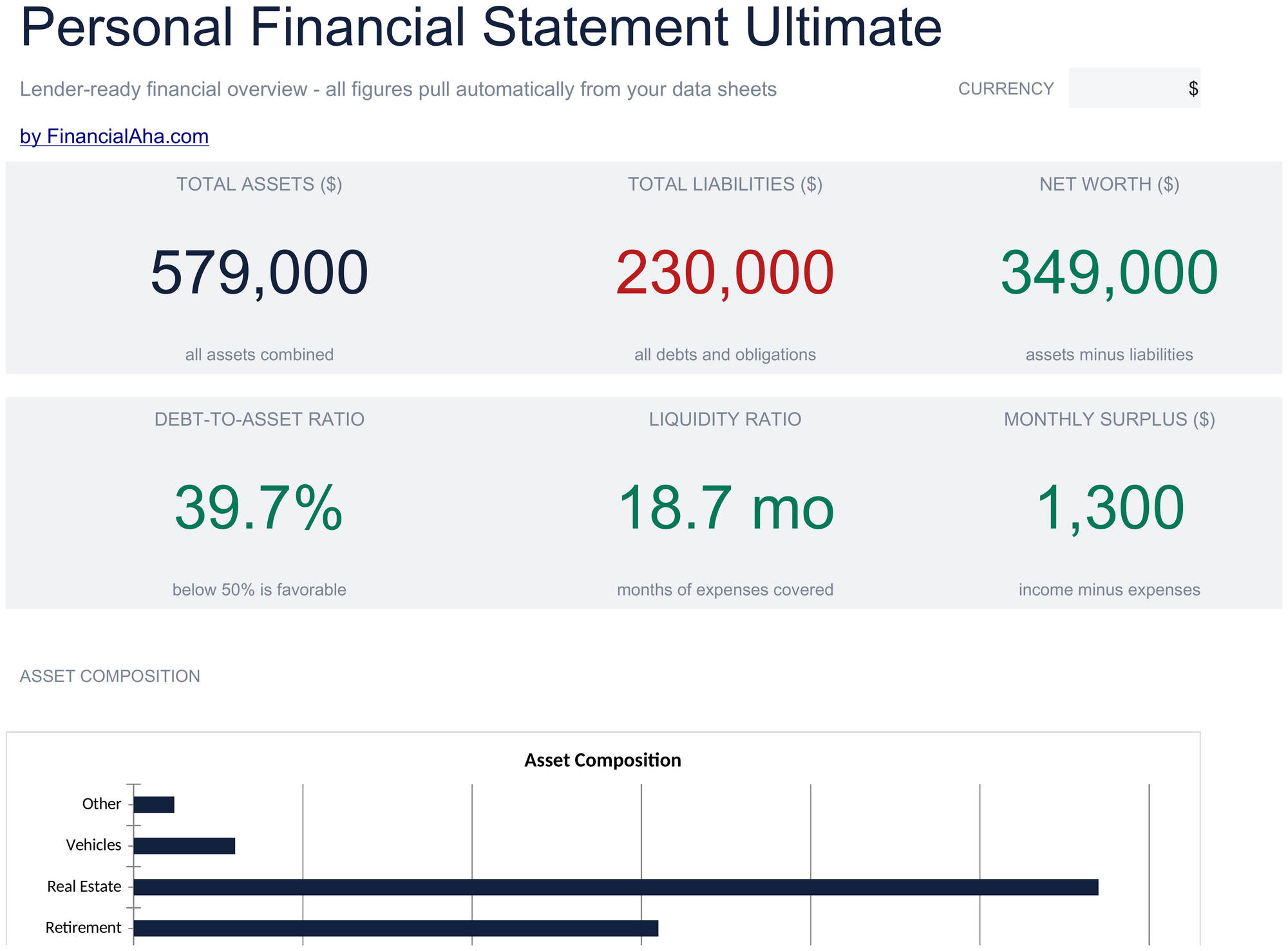 Ultimate Personal Financial Statement spreadsheet template preview