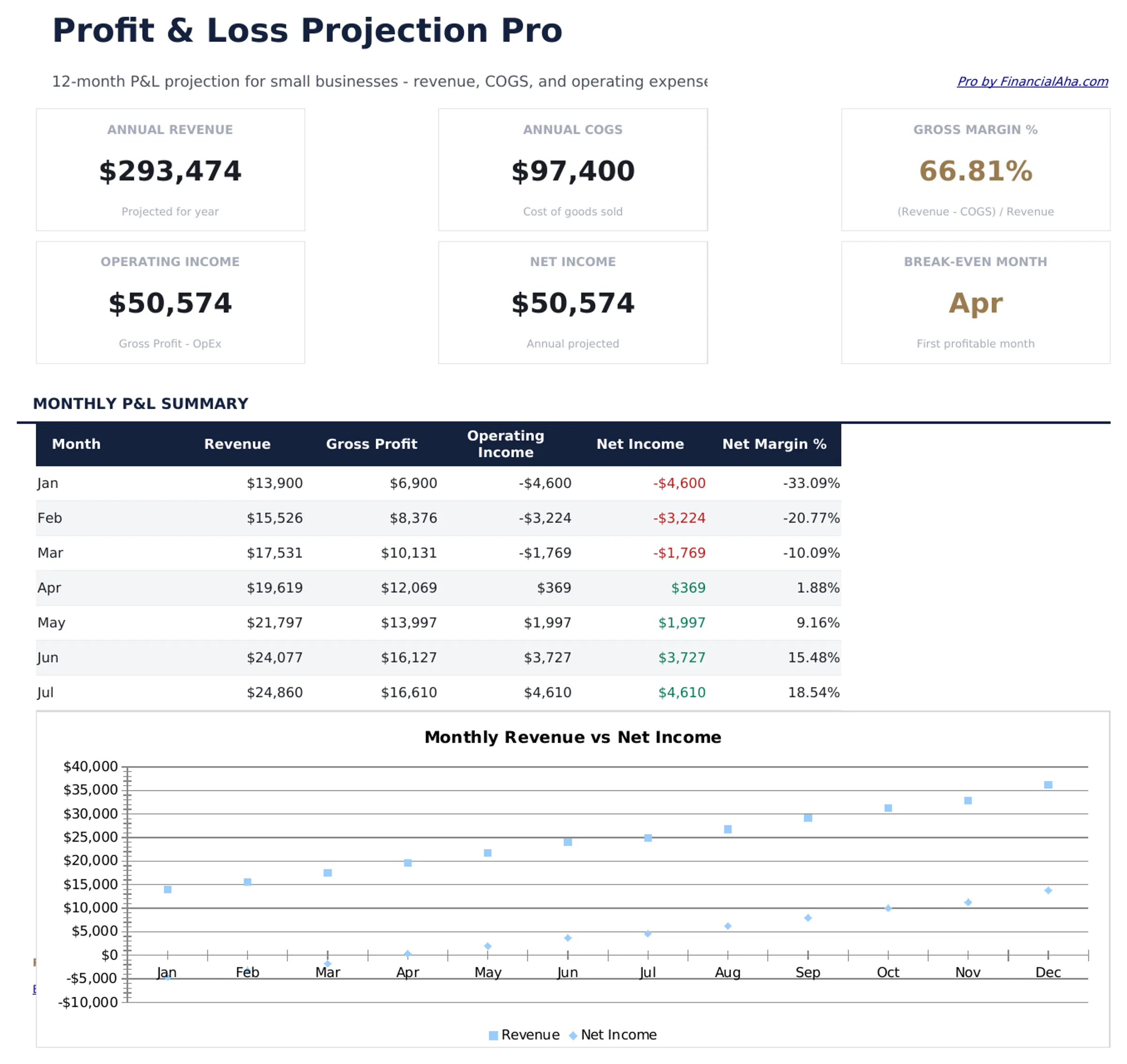 Profit and Loss Projection Pro preview