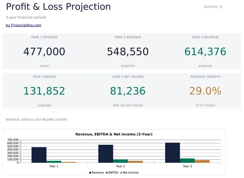 Profit and Loss Projection preview