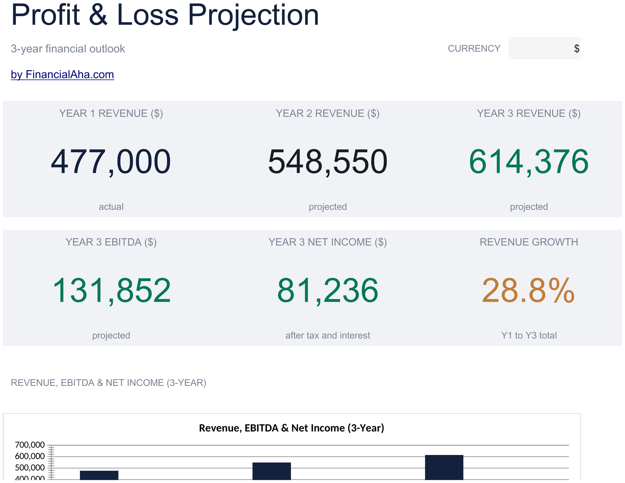 Essentials Profit & Loss Projection spreadsheet template preview