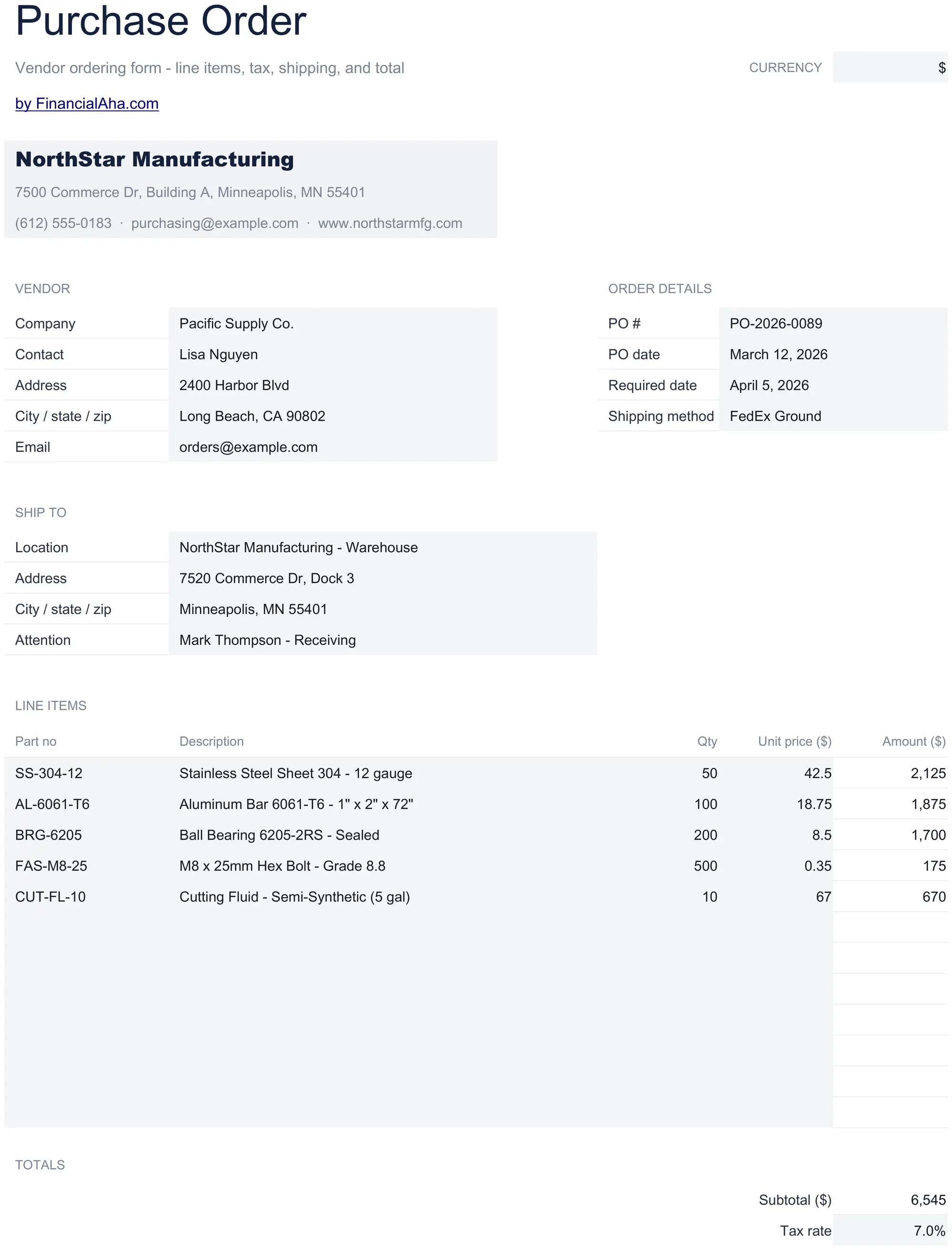 Essentials Bestellung Tabellenvorlage - Vorschau für Google Sheets und Excel