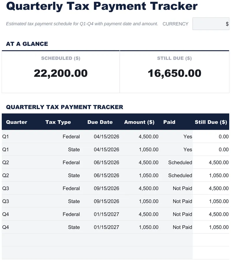 Quarterly Tax Payment Tracker