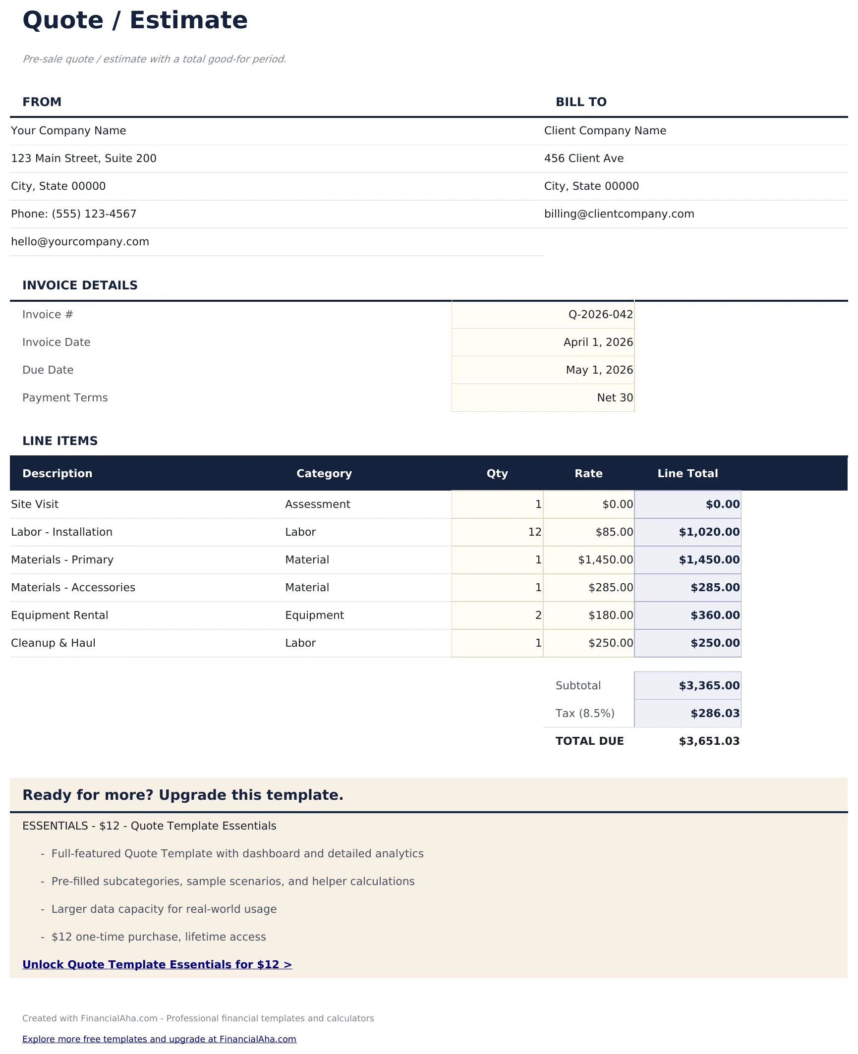 Quote Template preview