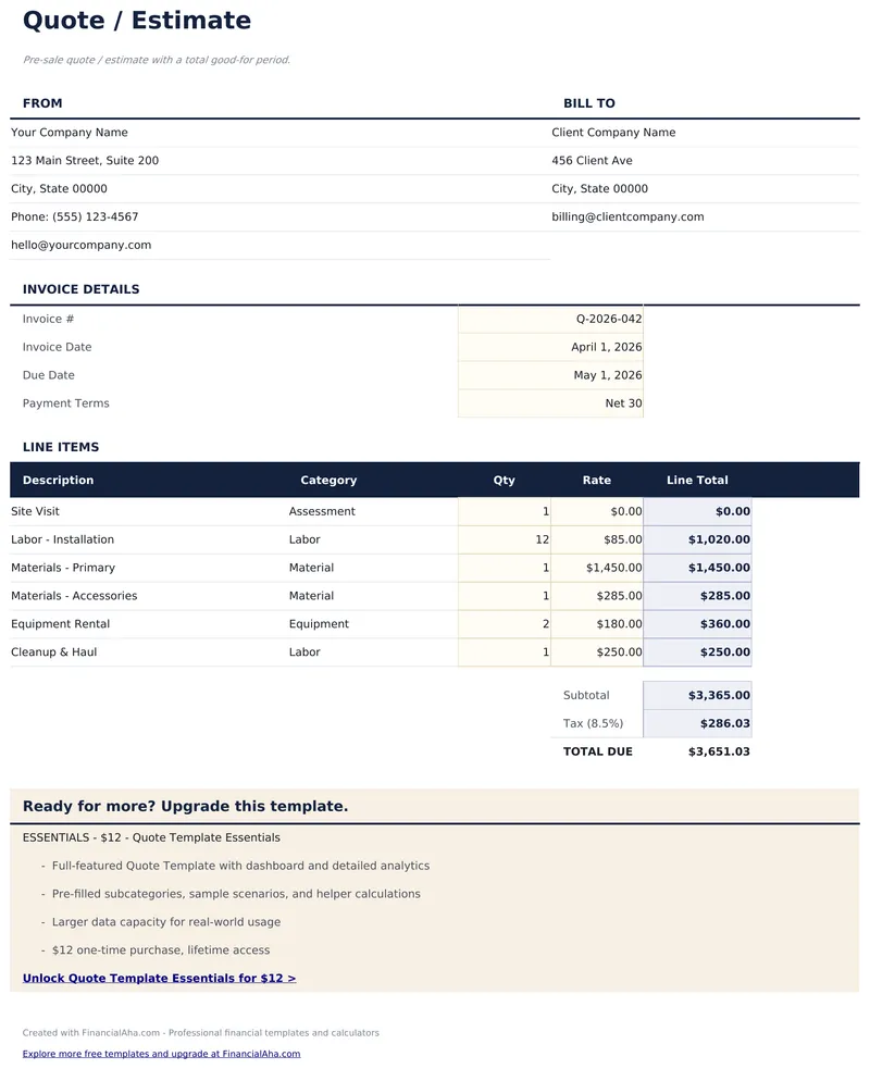 Plantilla de Cotización