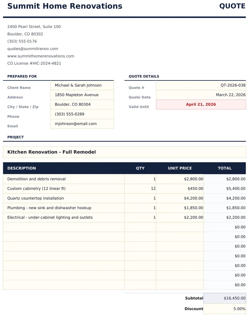 Quote Template preview