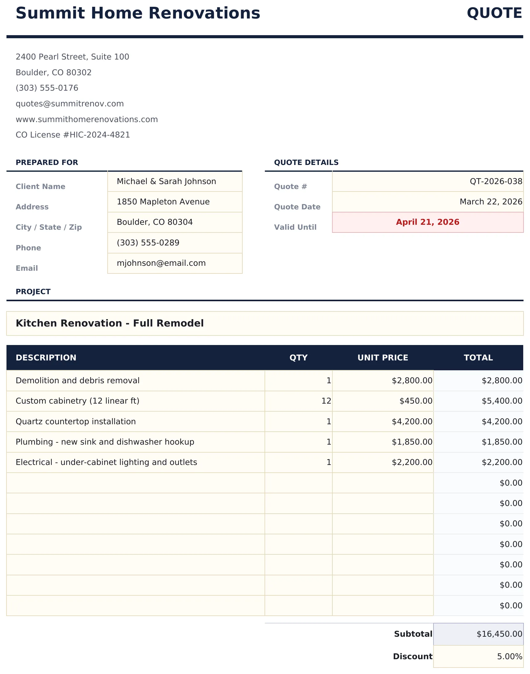 Quote Template preview