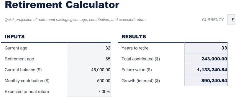 Retirement Calculator