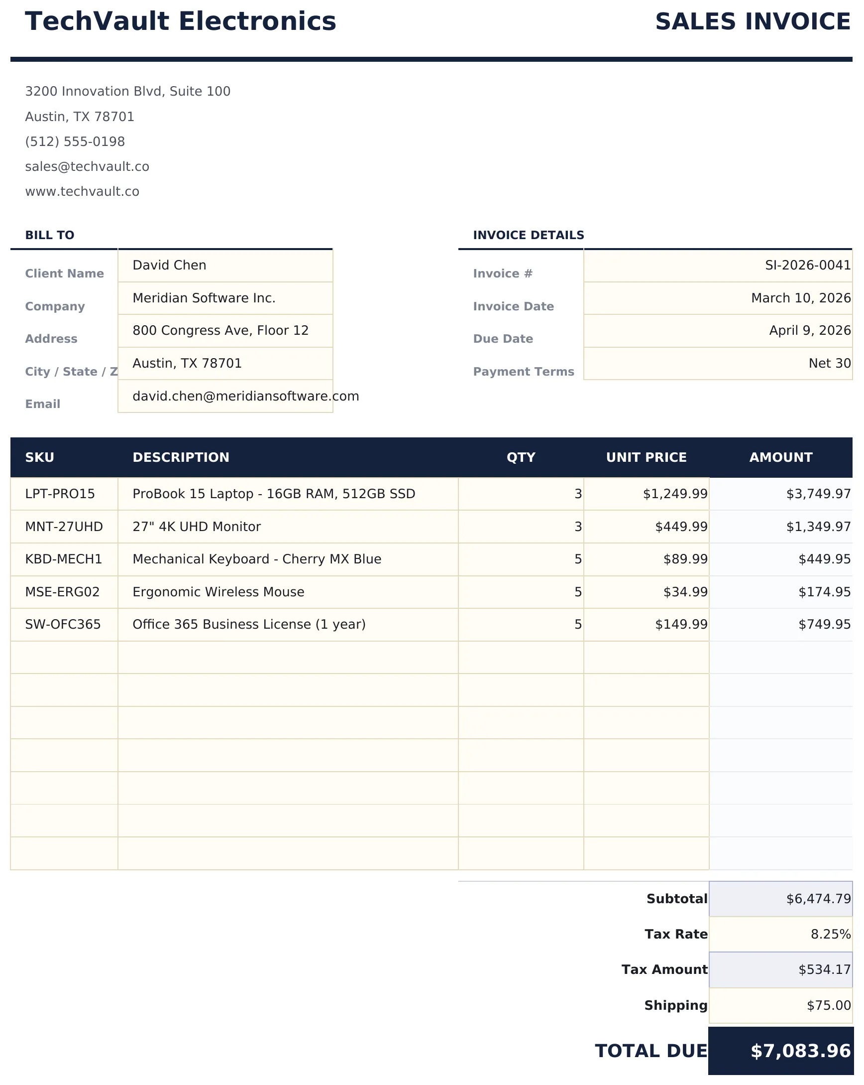 Sales Invoice preview