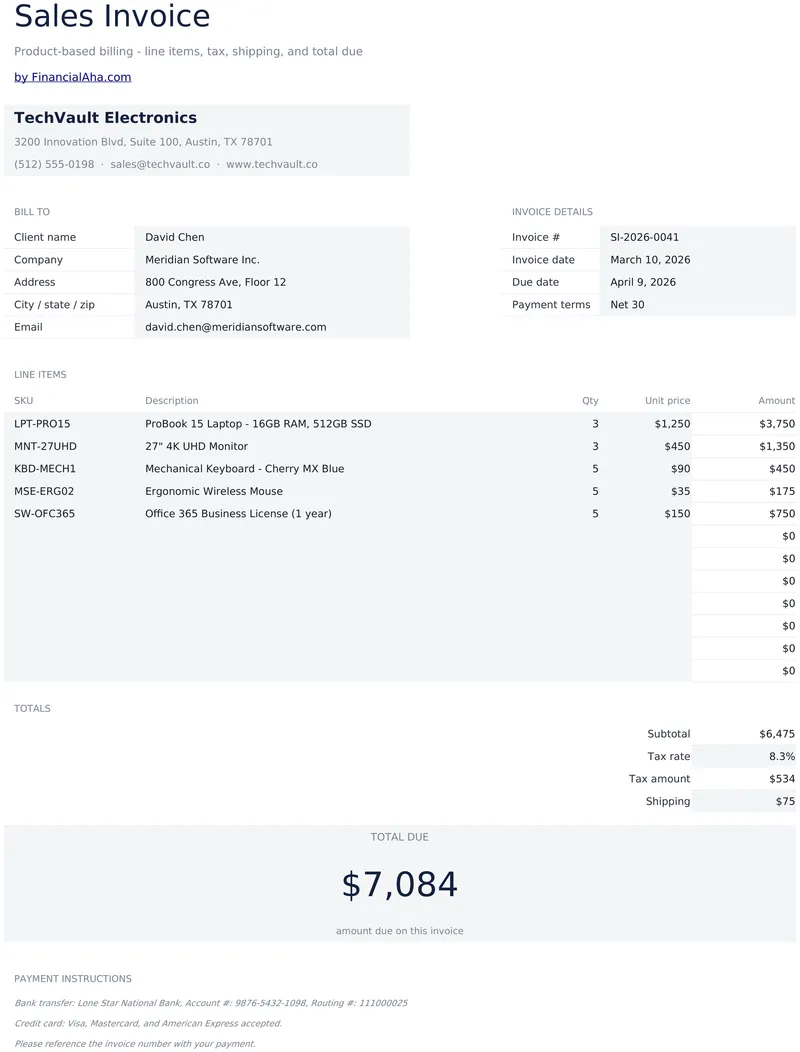Sales Invoice preview