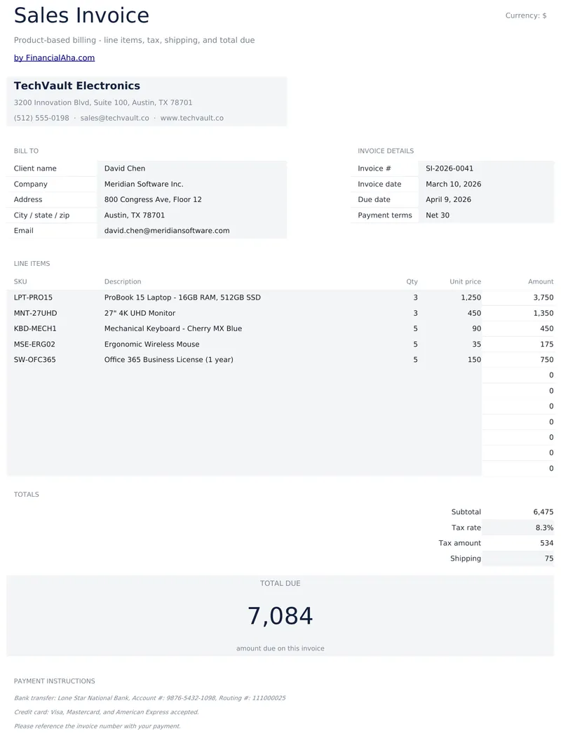 Sales Invoice preview