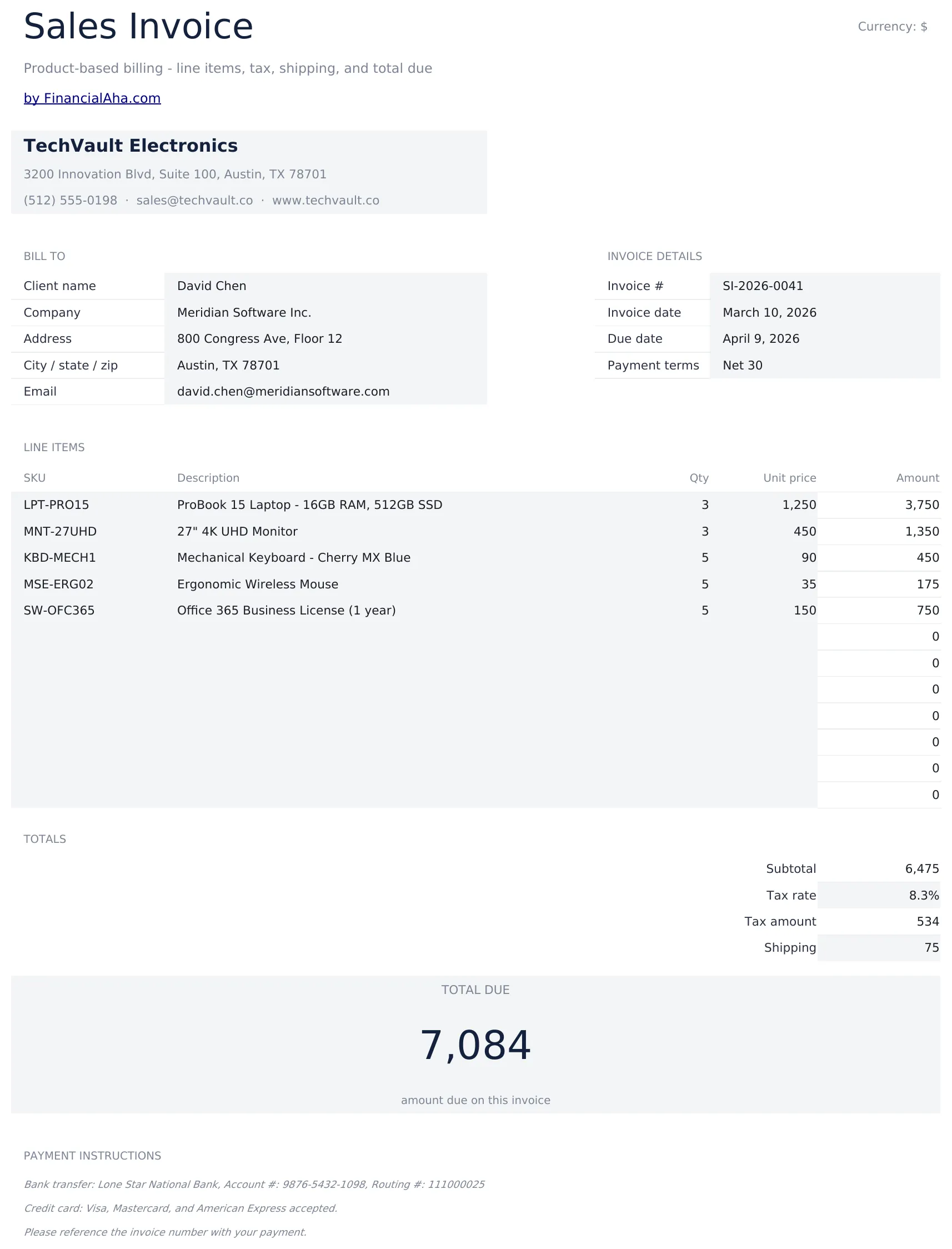 Sales Invoice preview