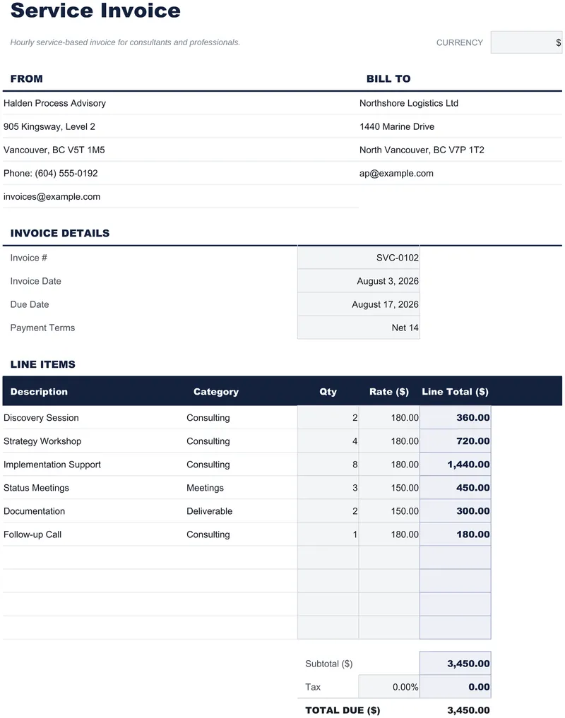 Service Invoice