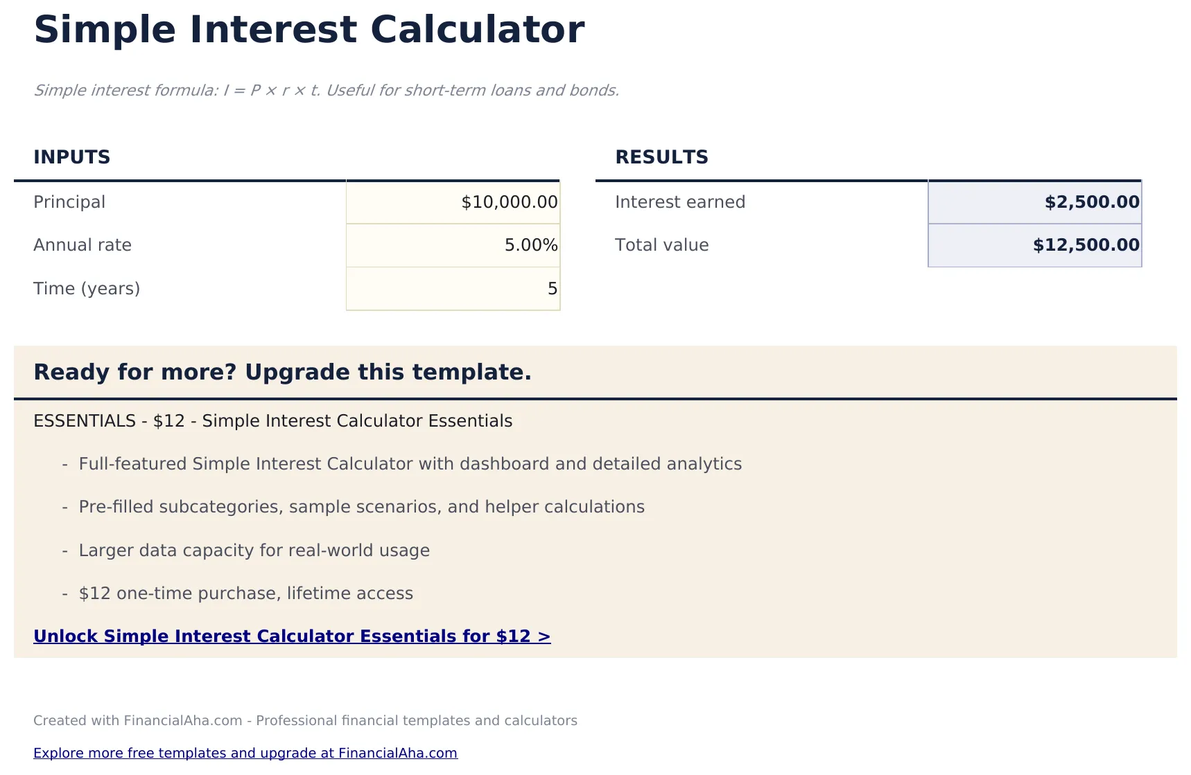 Simple Interest Calculator preview