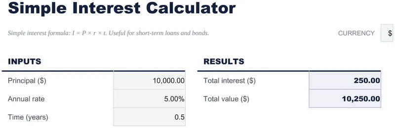 Simple Interest Calculator