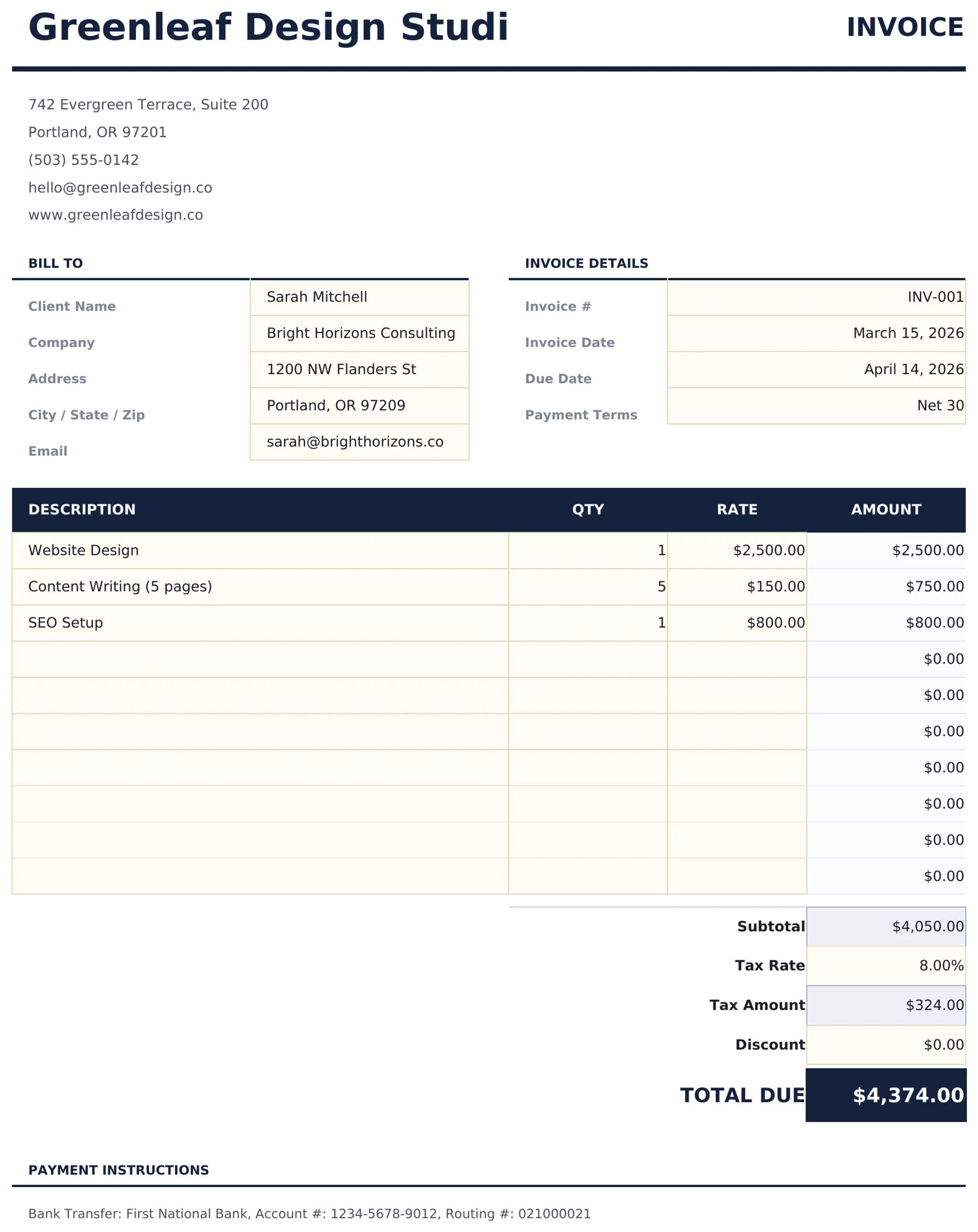 Simple Invoice preview