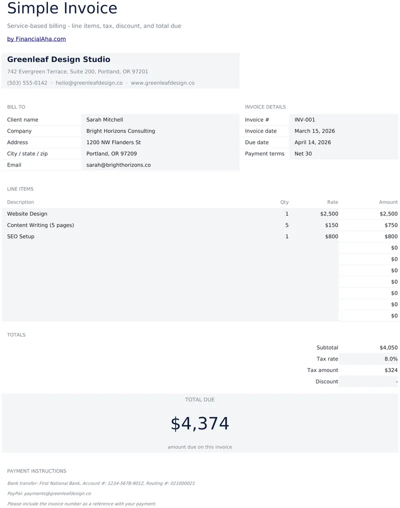 Simple Invoice preview