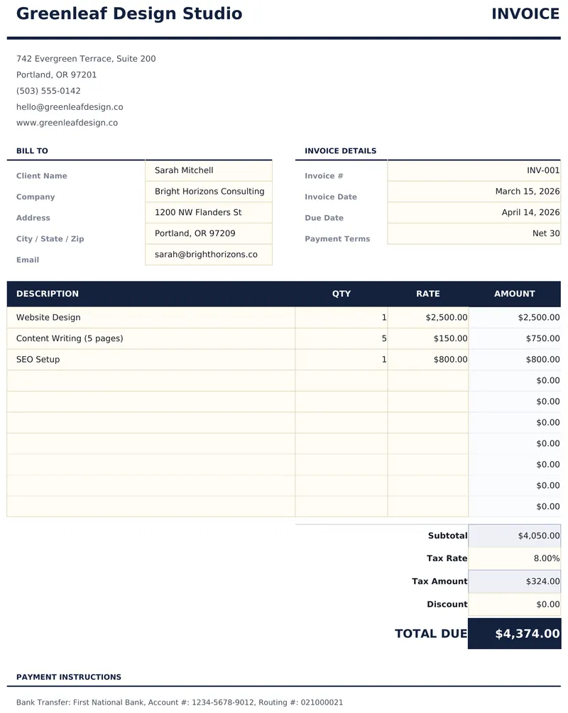 Simple Invoice preview