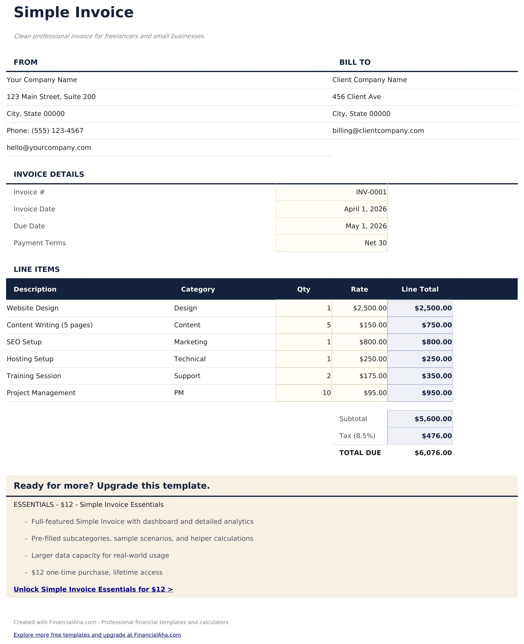 Simple Invoice preview