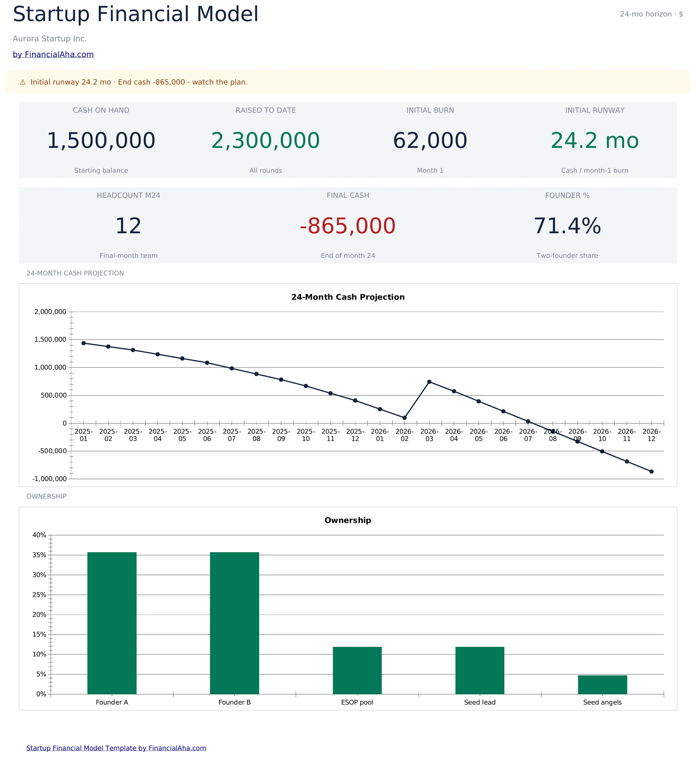 Startup Financial Model Template Preview