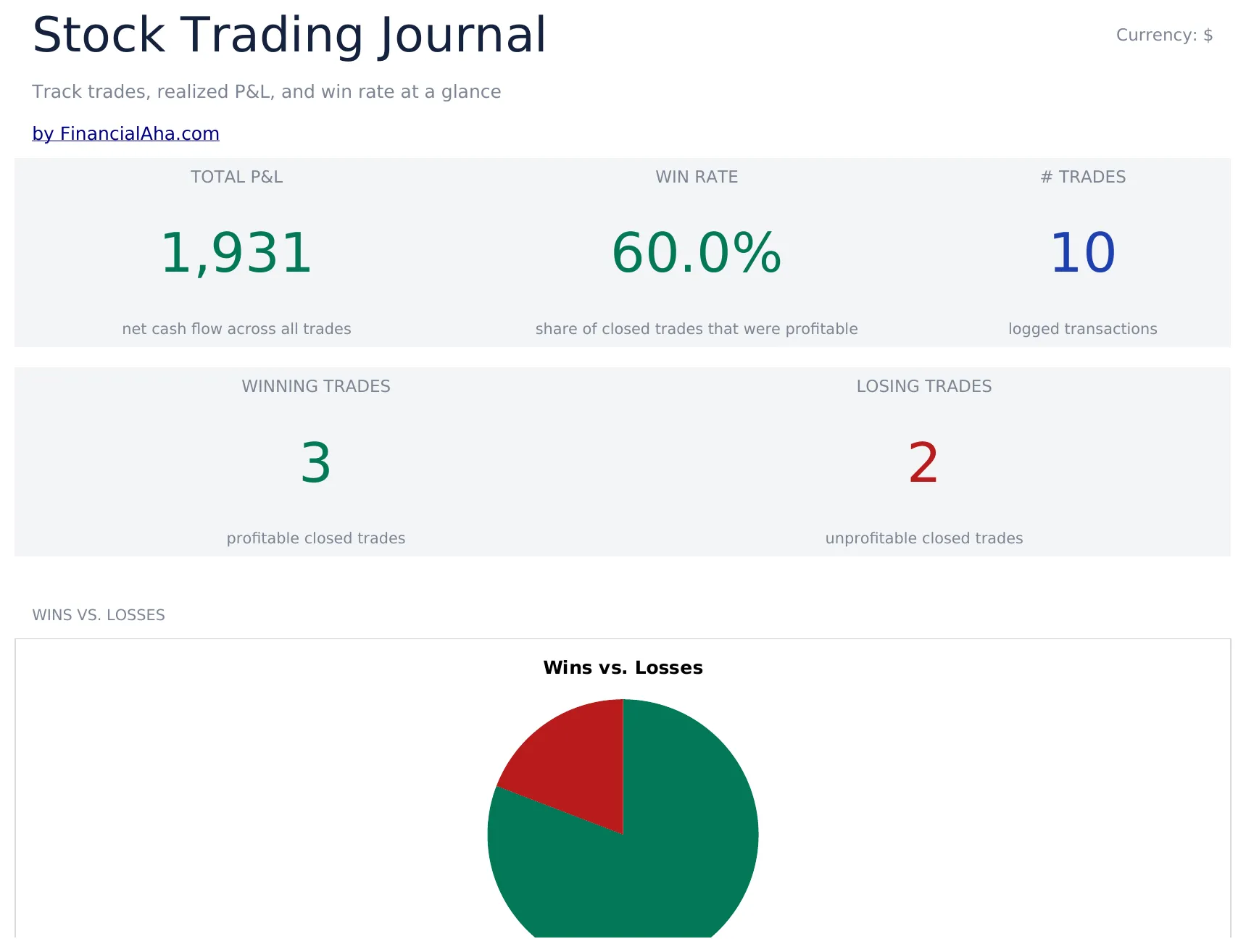 Stock Trading Journal preview
