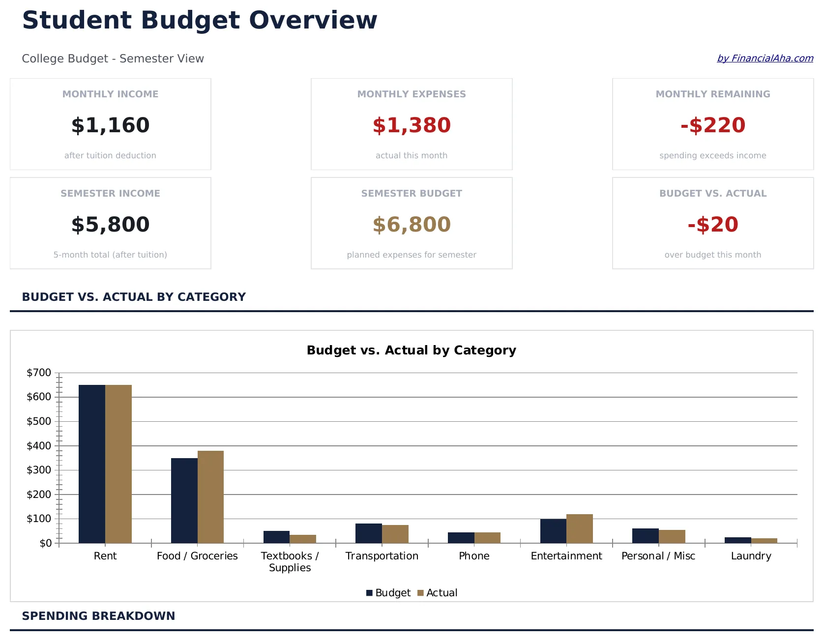Student Budget preview
