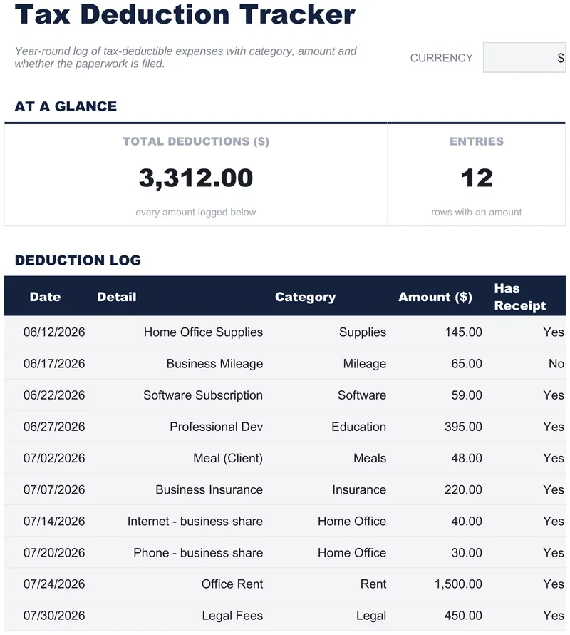 Tax Deduction Tracker