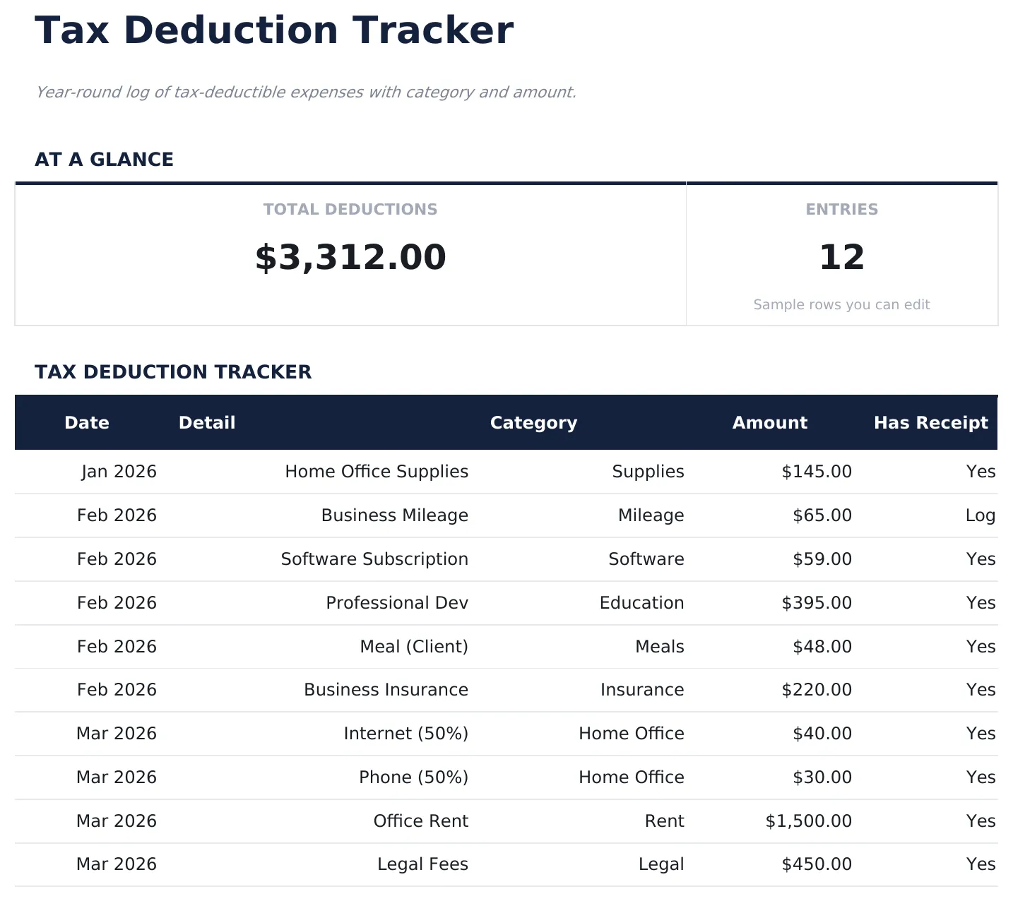 Tax Deduction Tracker preview