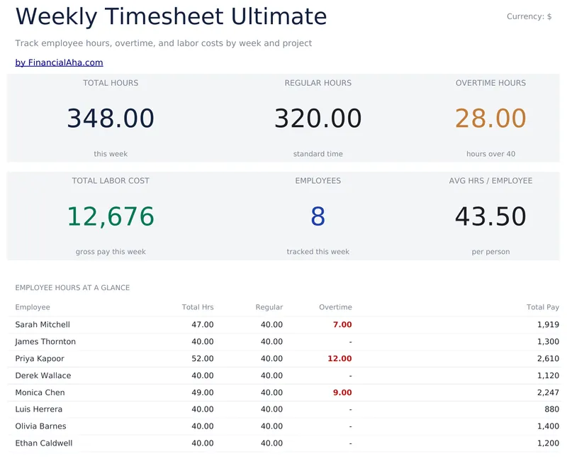 Weekly Timesheet Ultimate preview