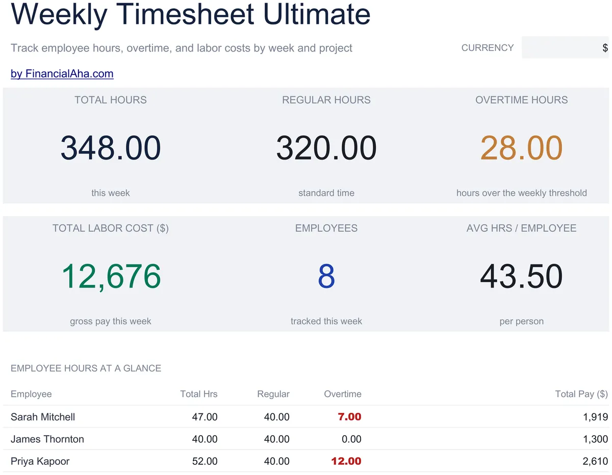 Timesheet Weekly Ultimate