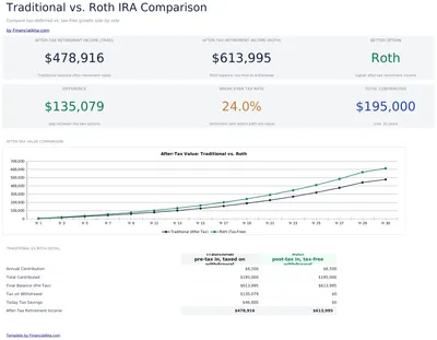 Traditional vs Roth Calculator preview