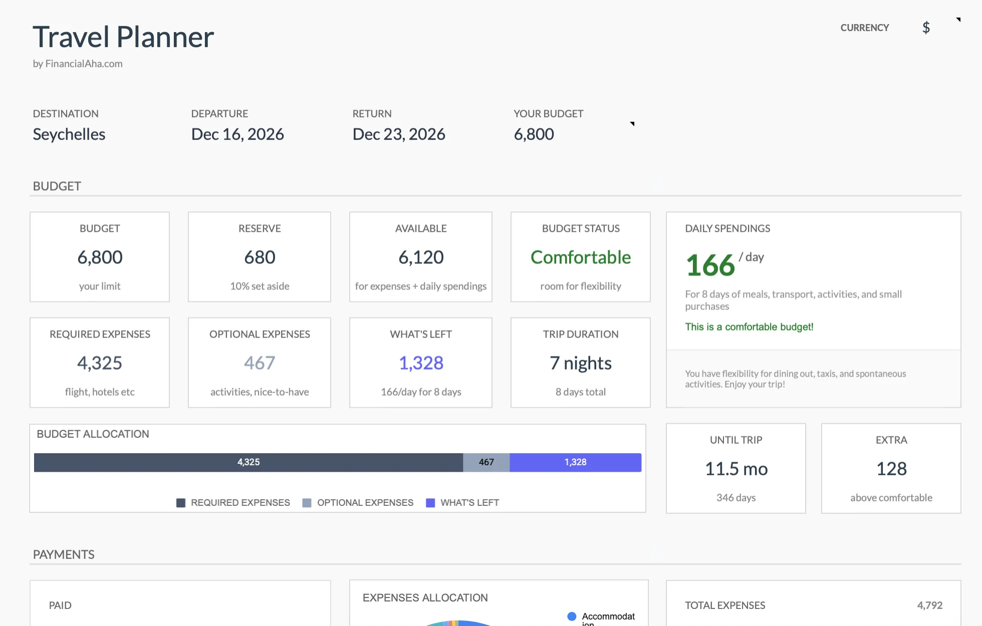 Travel Budget Planner Template Preview