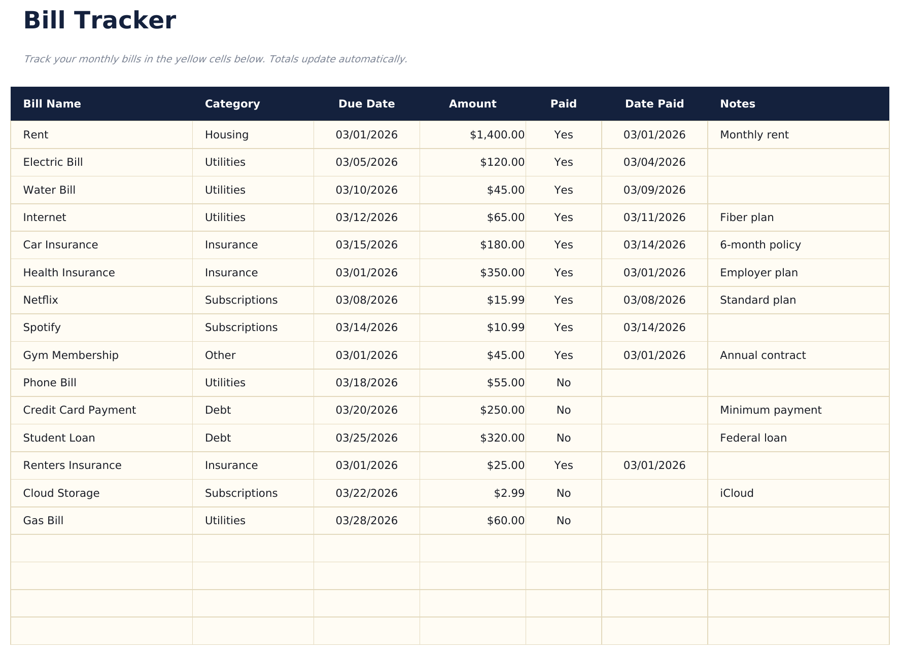Bill Tracker - Bill Tracker