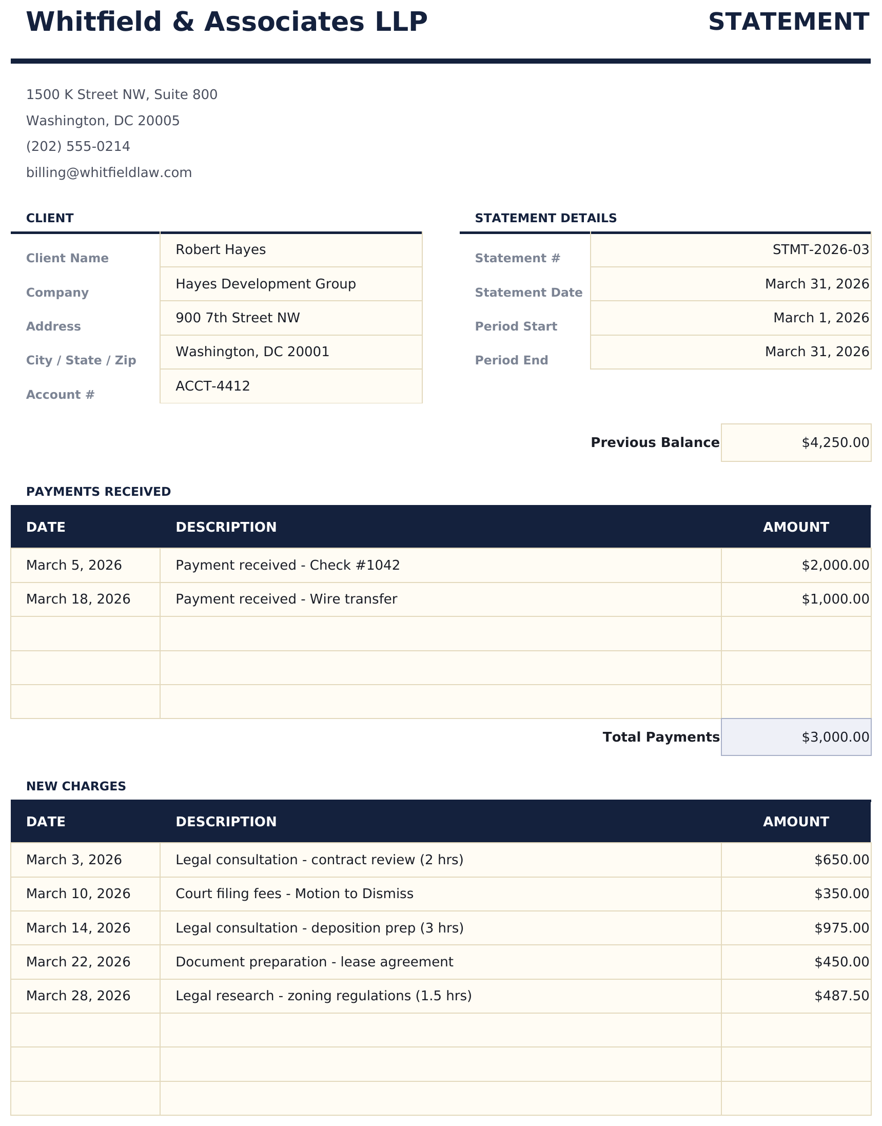 Billing Statement - Statement