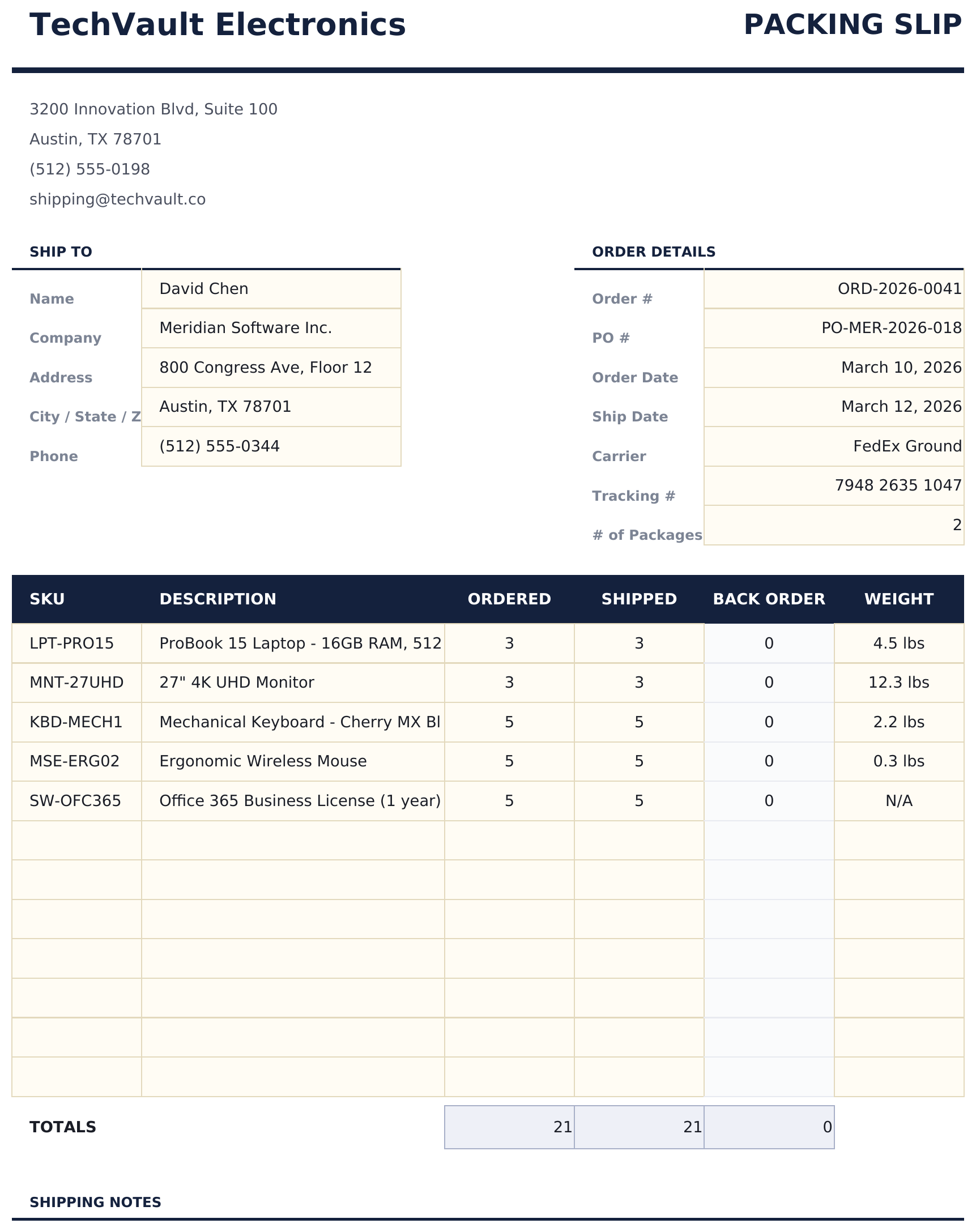 Packing Slip - Packing Slip