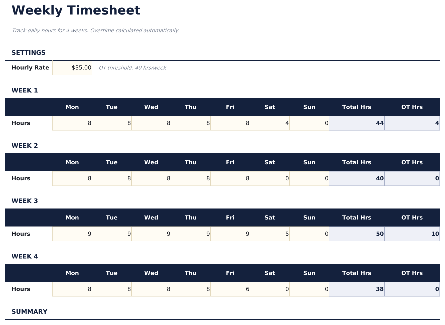 Timesheet - Weekly - Timesheet