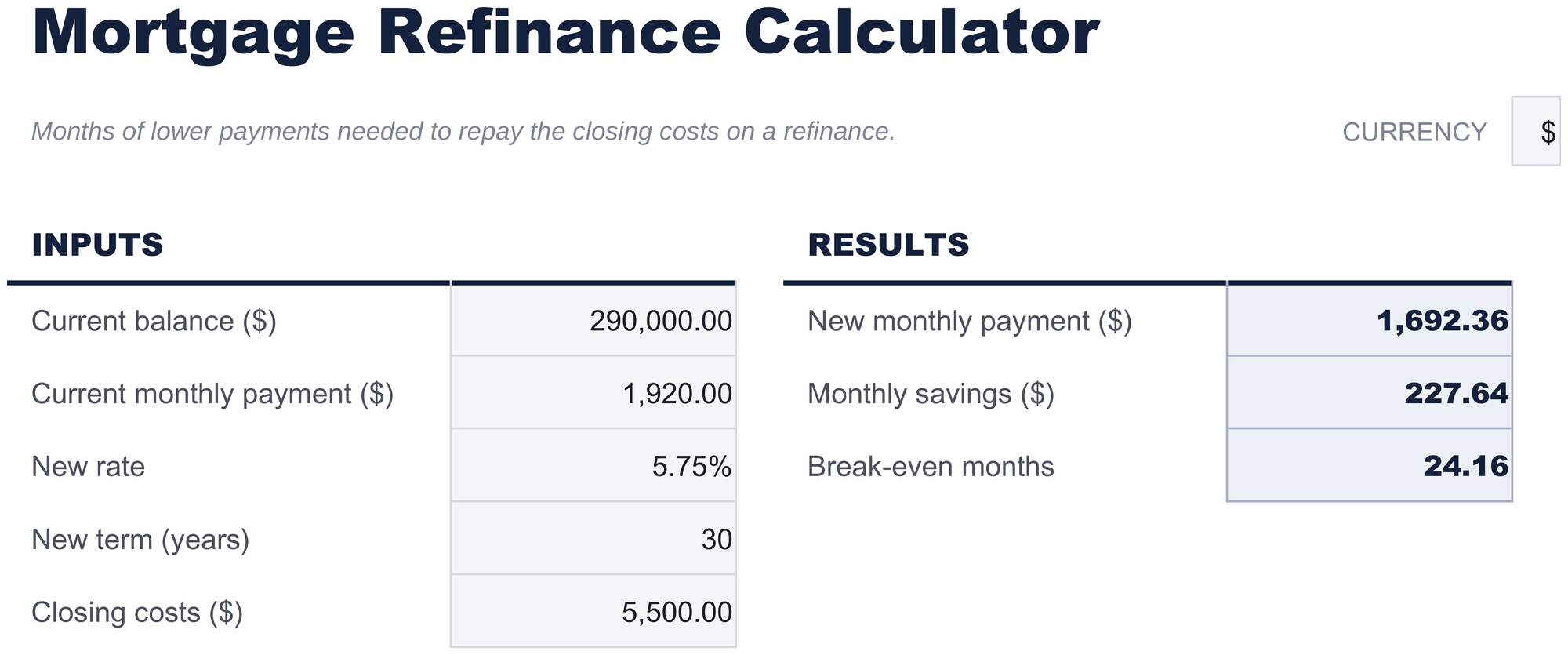 FinancialAha Mortgage Refinance Calculator spreadsheet template - Refinance sheet