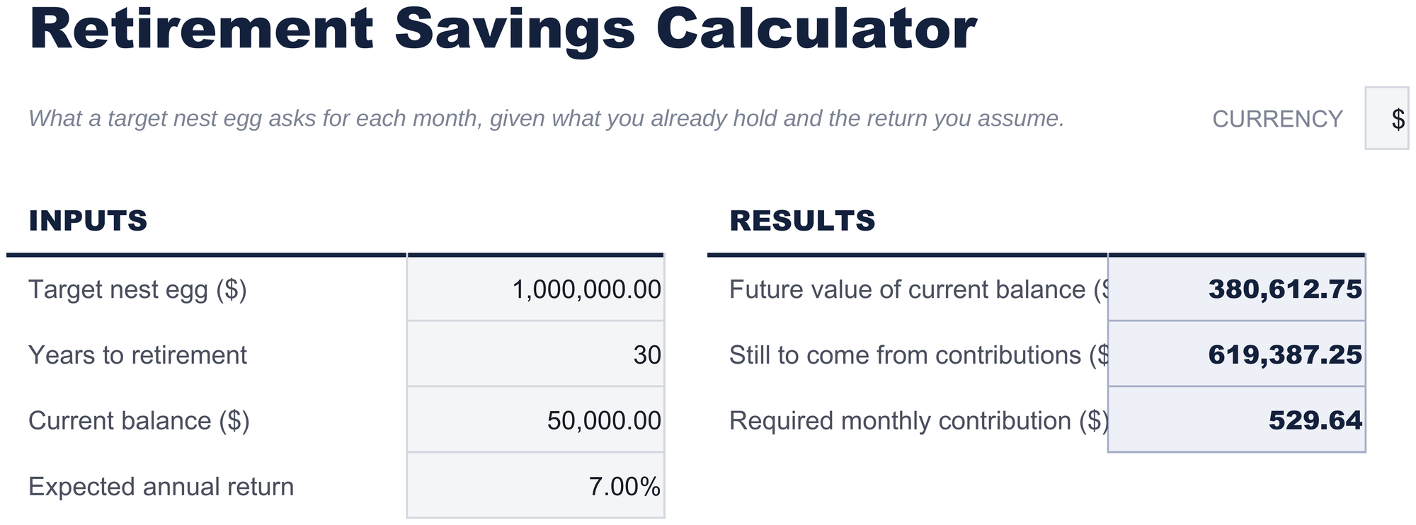 FinancialAha Retirement Savings Calculator spreadsheet template - Retirement Savings sheet