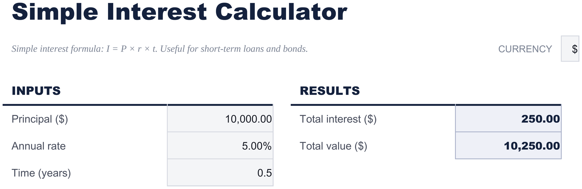 FinancialAha Simple Interest Calculator spreadsheet template - Simple Interest sheet