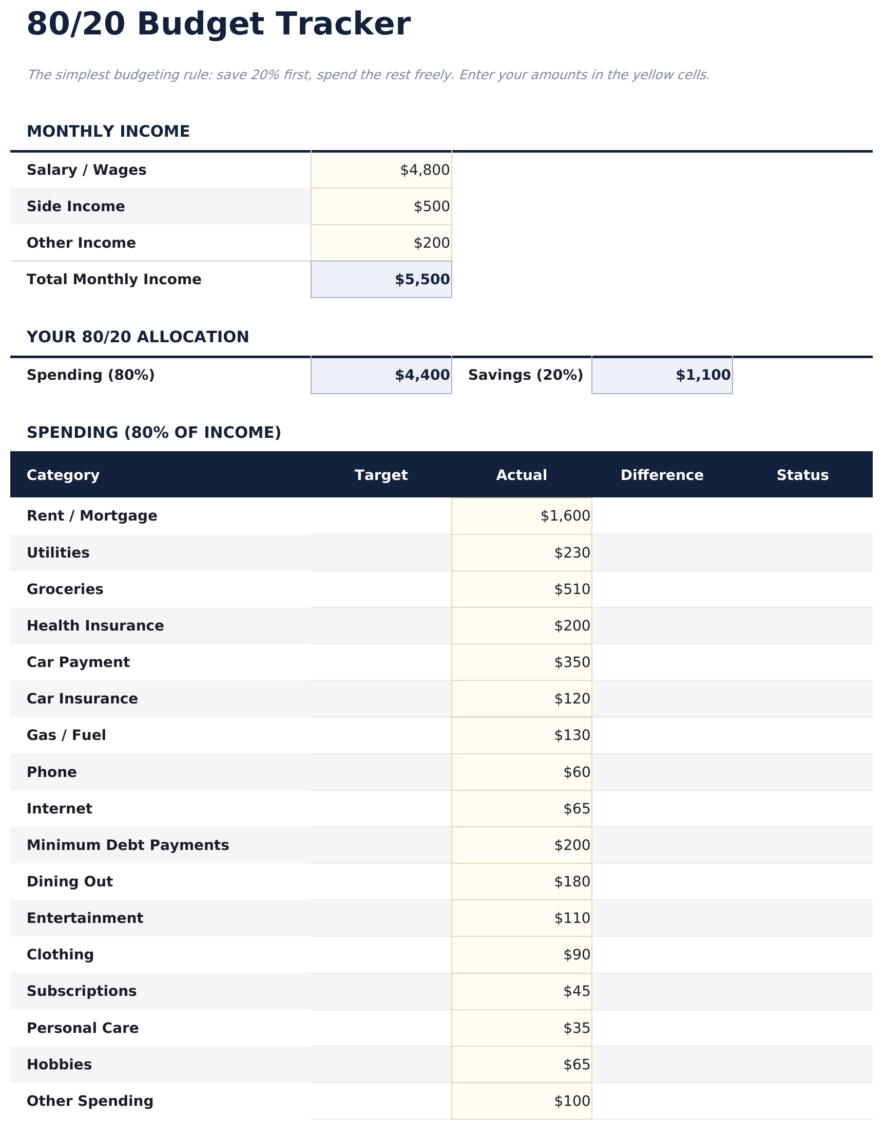 80/20 Budget Pro - Budget Tracker