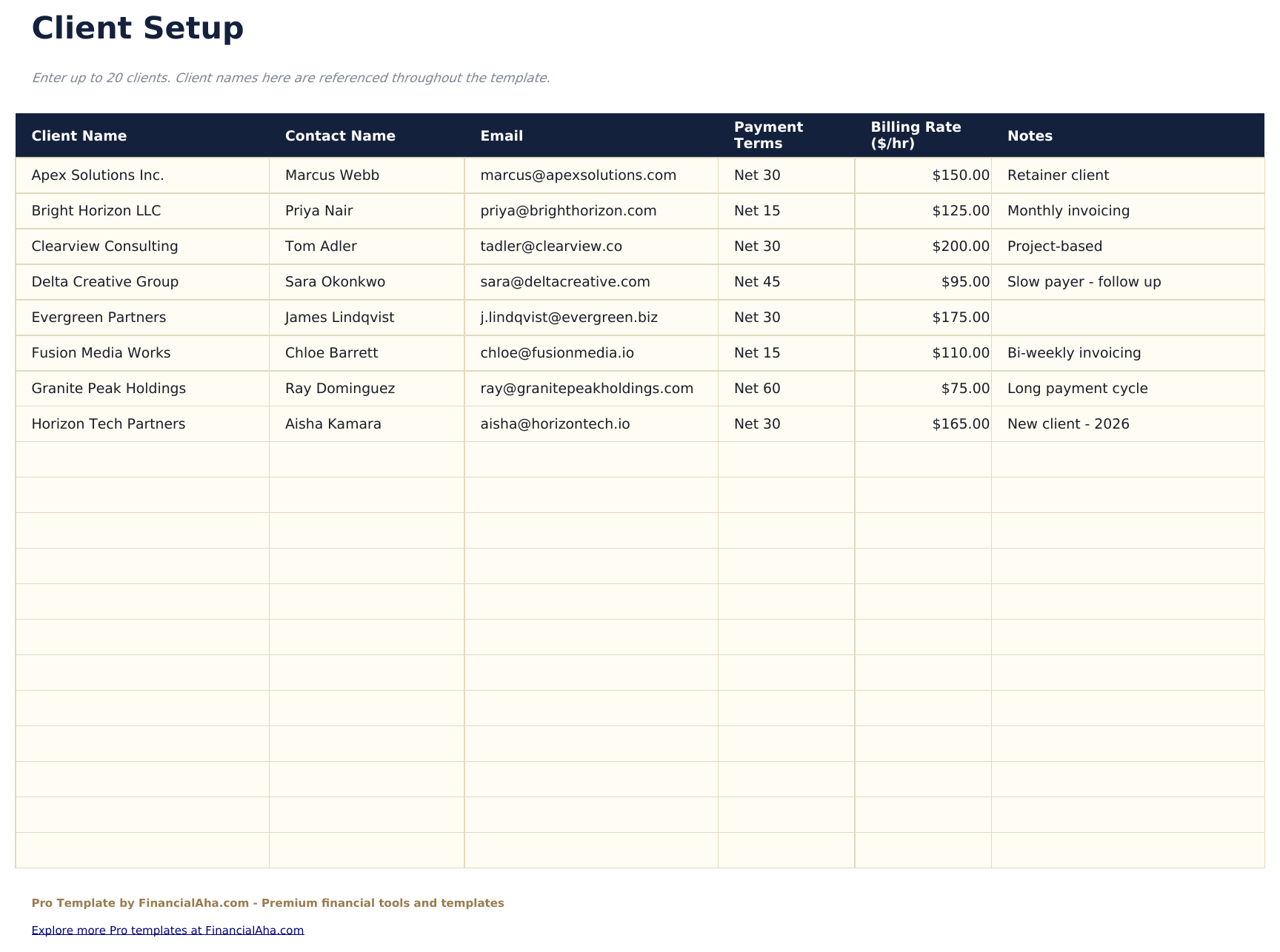 Billing Statement Pro - Client Setup