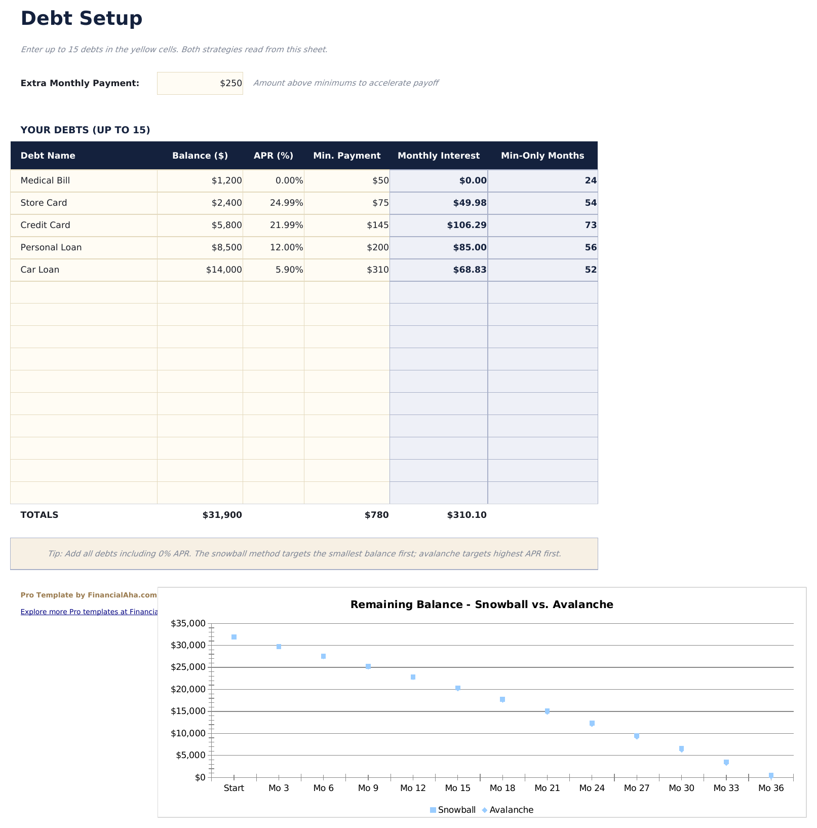 Debt Snowball Pro - Debt Setup
