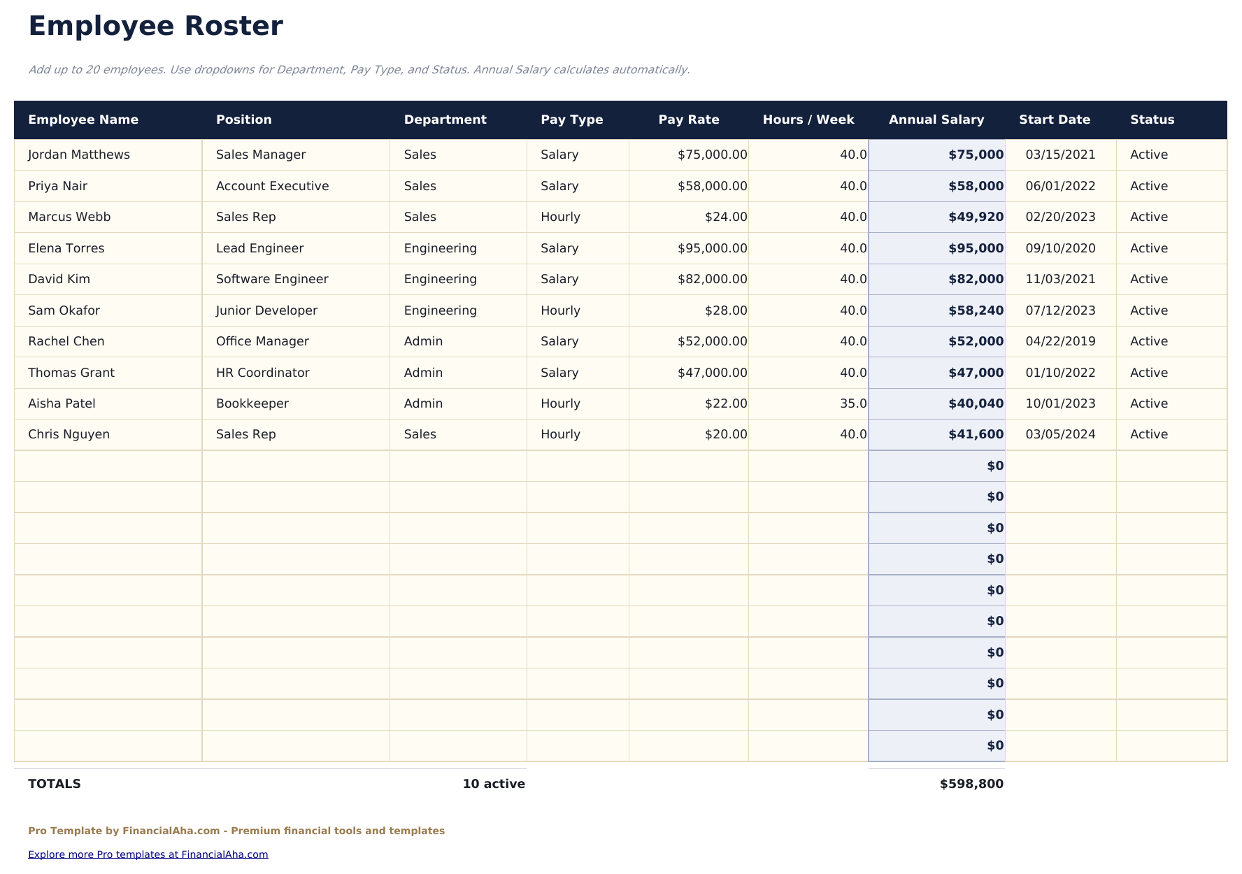 Employee Payroll Pro - Employee Roster
