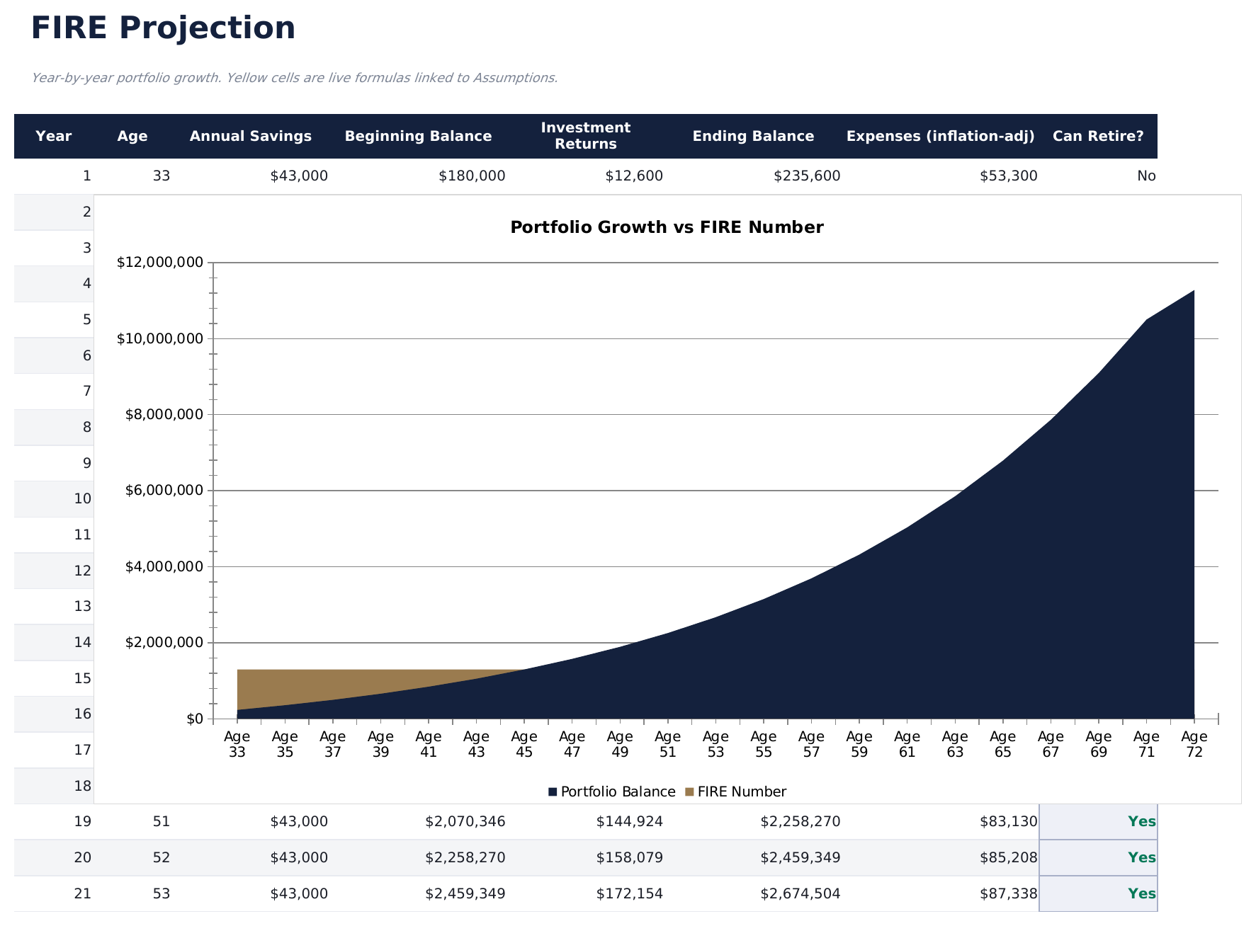 FIRE Calculator Pro - Fire Projection