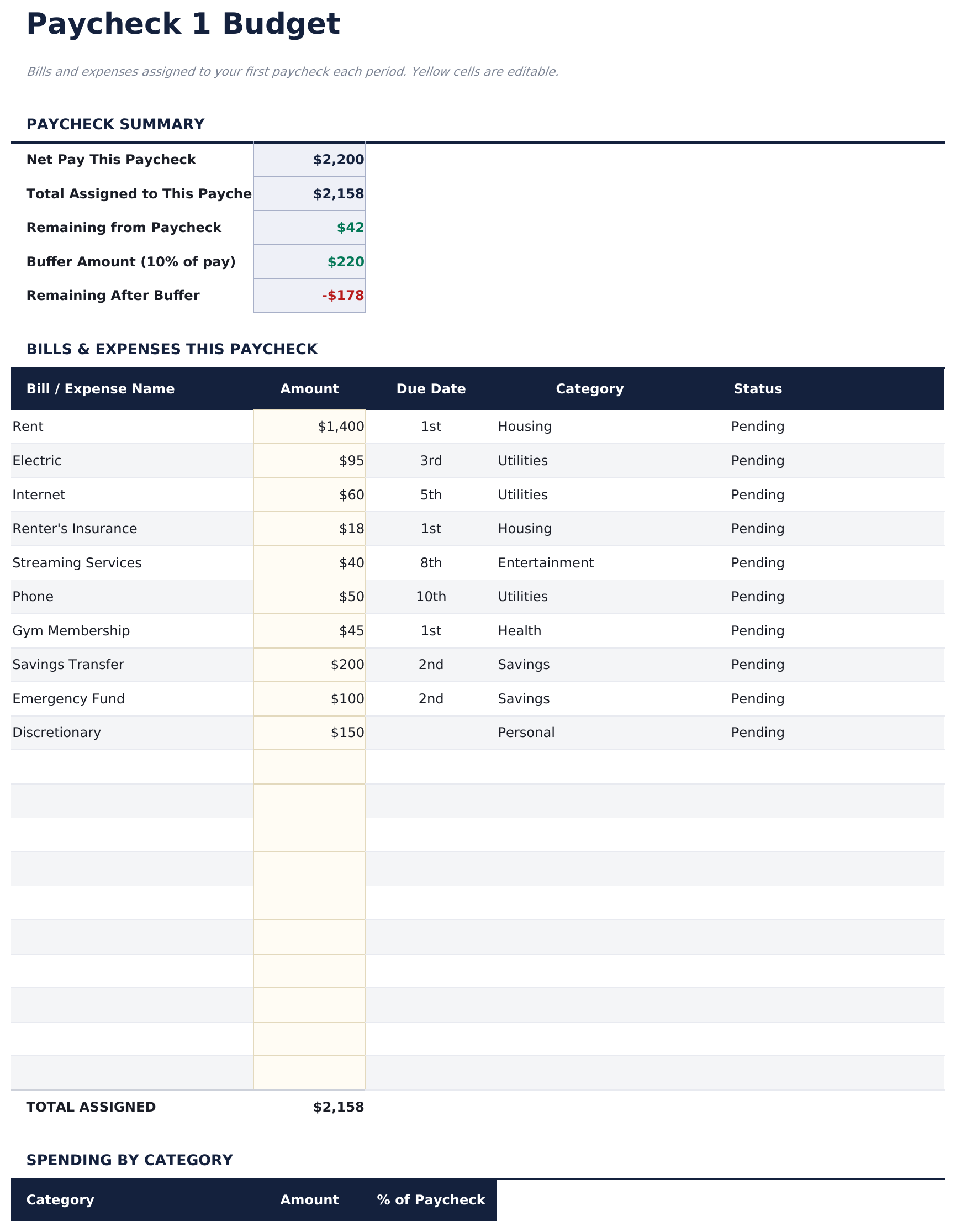 Paycheck Budget Pro - Paycheck 1