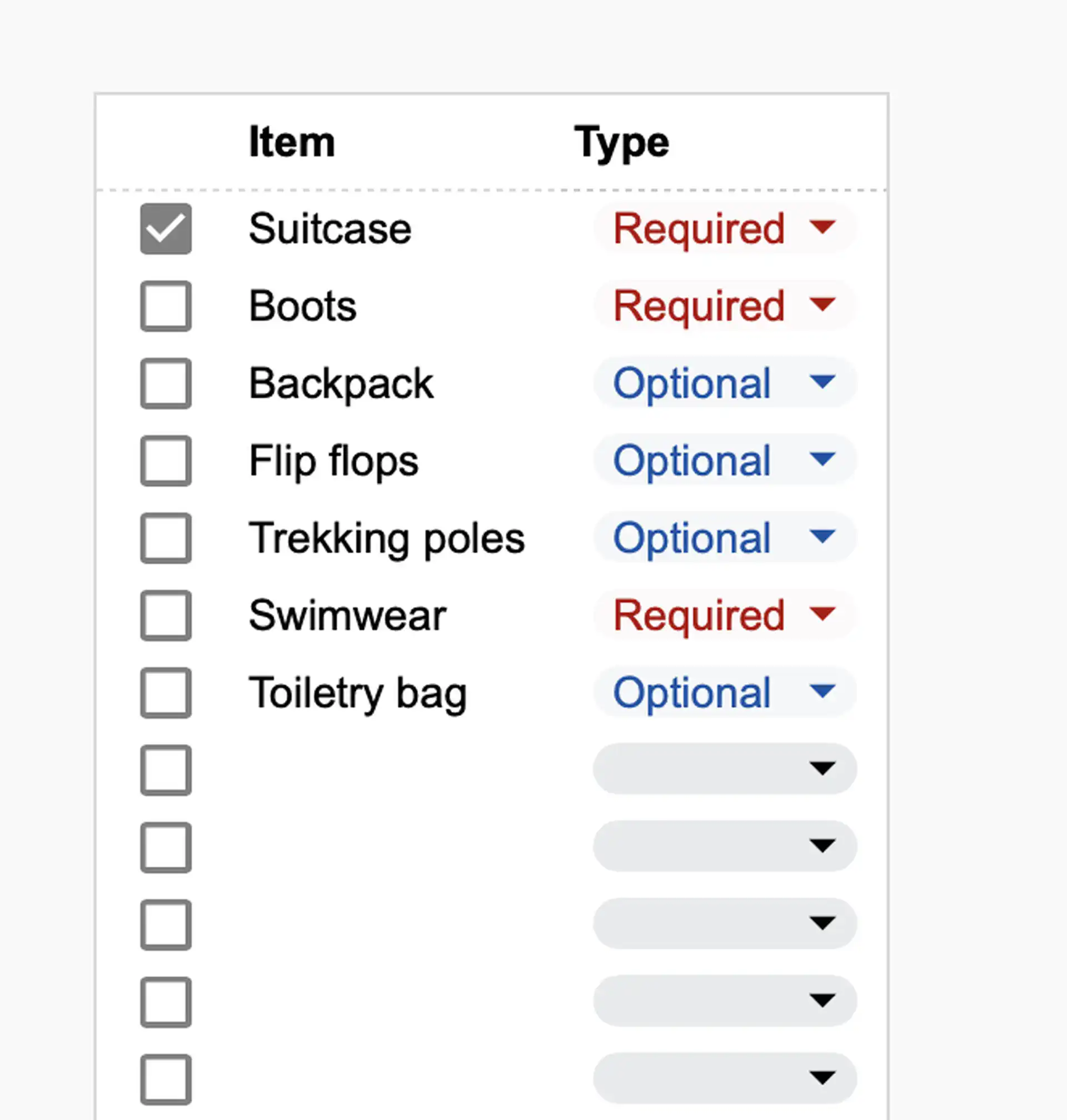 Travel Budget Planner Packing