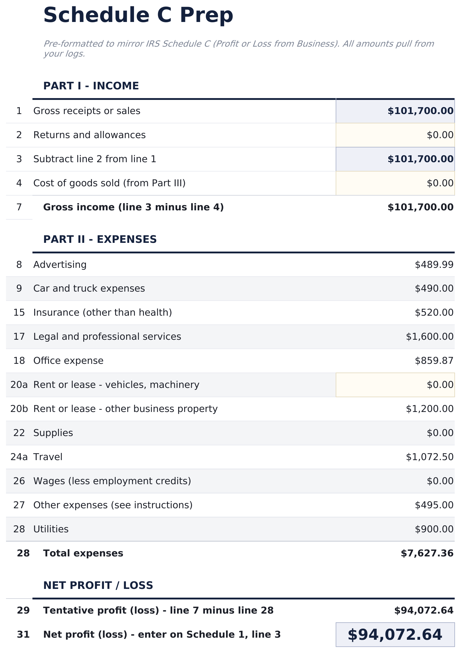 Rastreador de Ingresos 1099 Ultimate - Schedule C Prep
