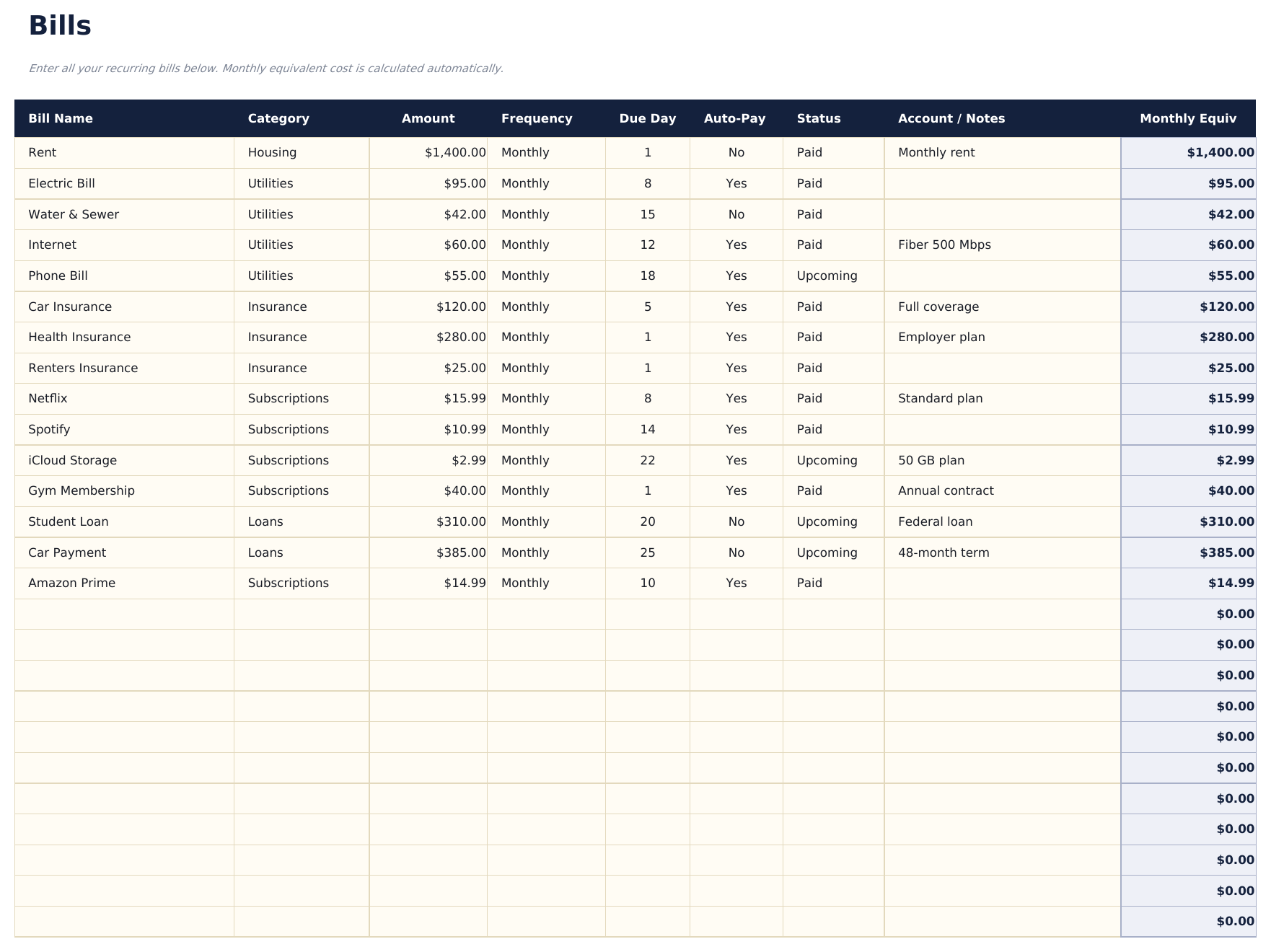 Rechnungs-Tracker Ultimate - Bills