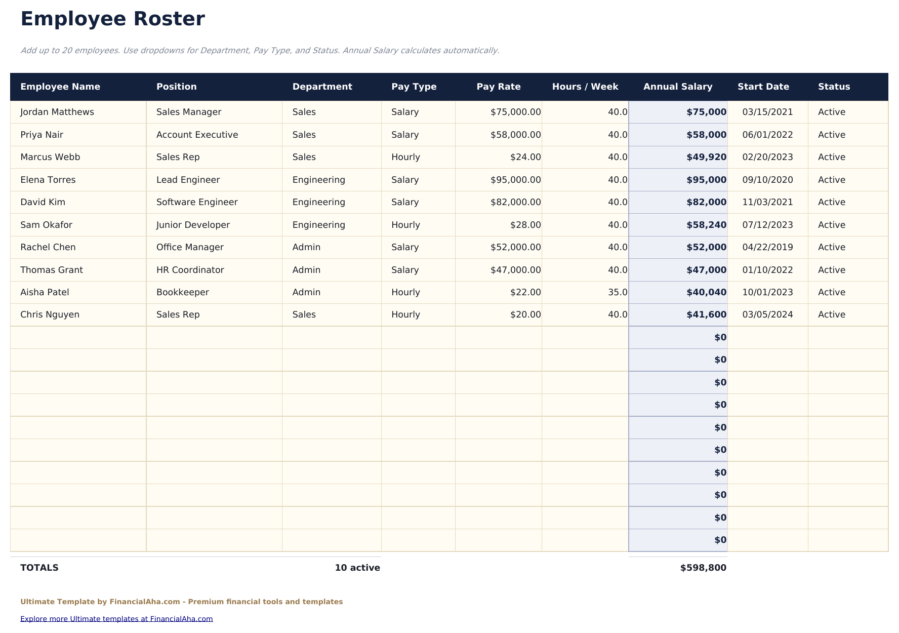 员工薪资管理 Ultimate - Employee Roster