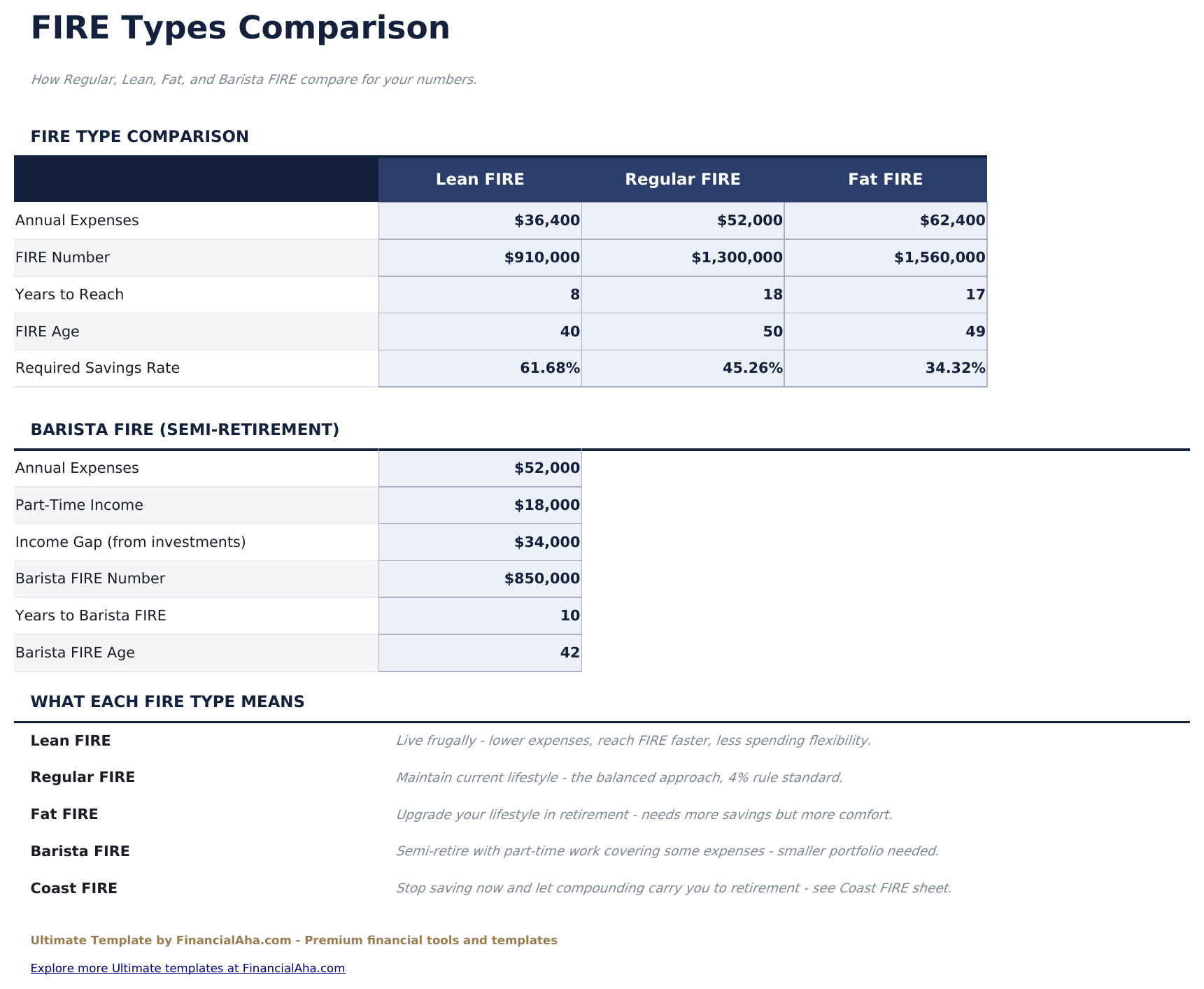 FIRE Calculator Ultimate - Fire Types