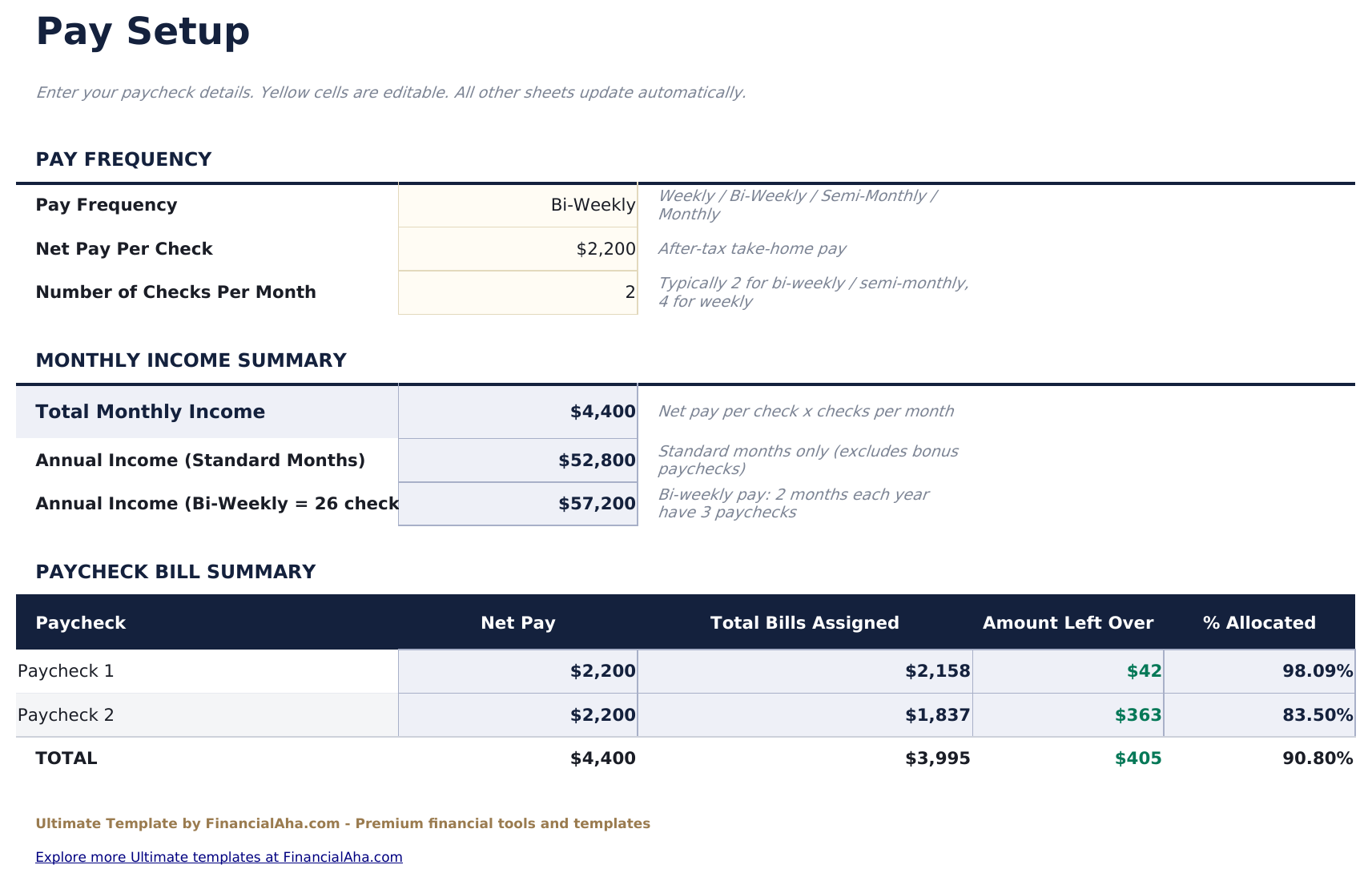 Paycheck Budget Ultimate - Pay Setup